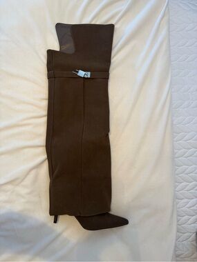 Fashion Nova Dark Brown Over-the-Knee Pointed Toe Stiletto Boots